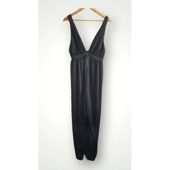 Rachel Zoe Jumpsuit Women's 6 Black Anouk  Deep V Wide Leg NWT - Picture 1 of 10